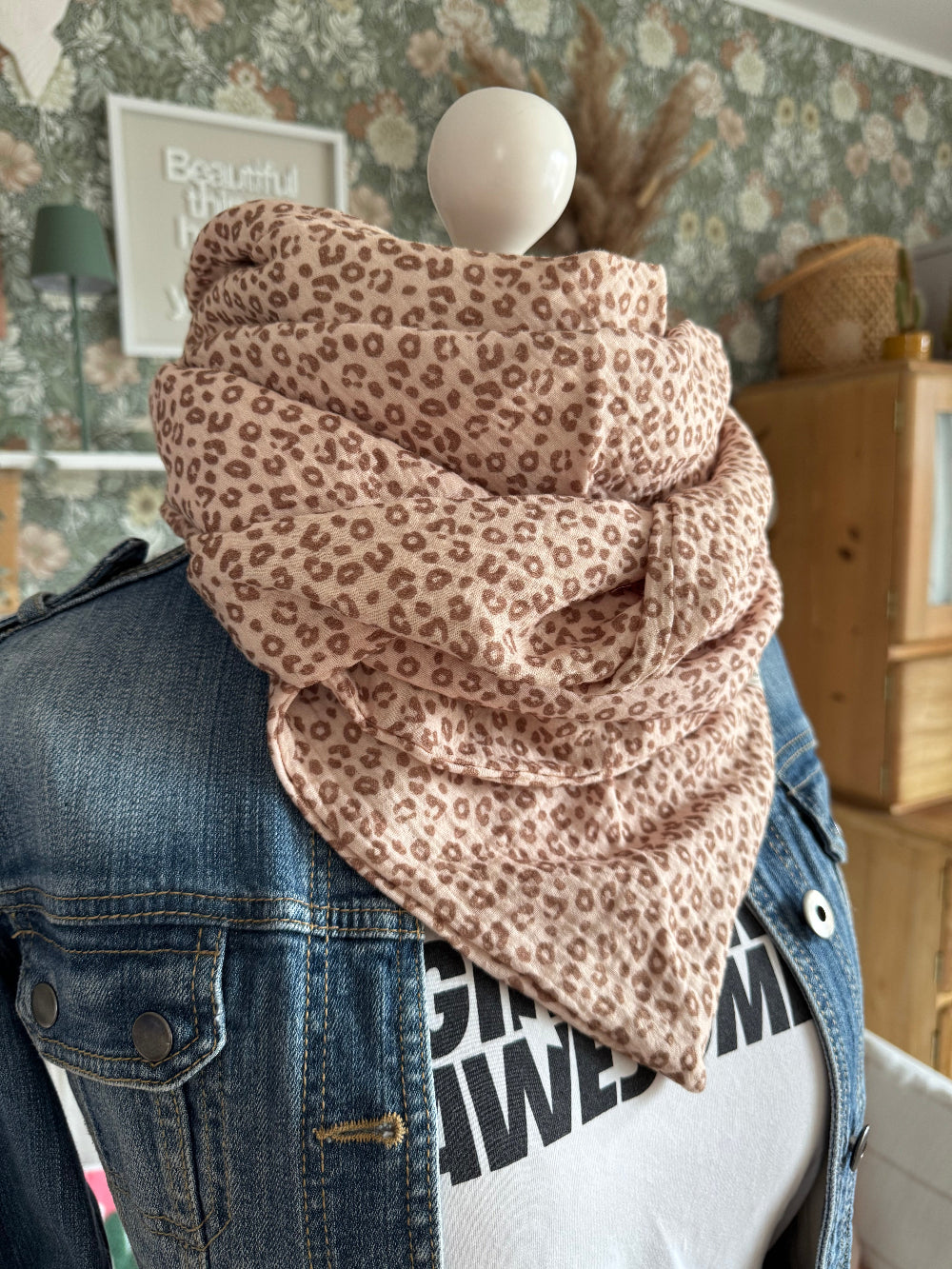 HANNA Musselintuch XL Leo blush/hellbraun