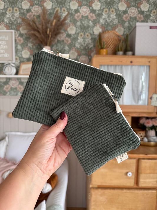LINA Etui Cord schilfgrün // 2 Größen