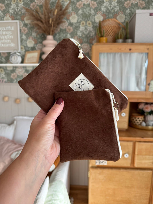 LINA Etui Wildlederimitat cognac  //  2 Größen