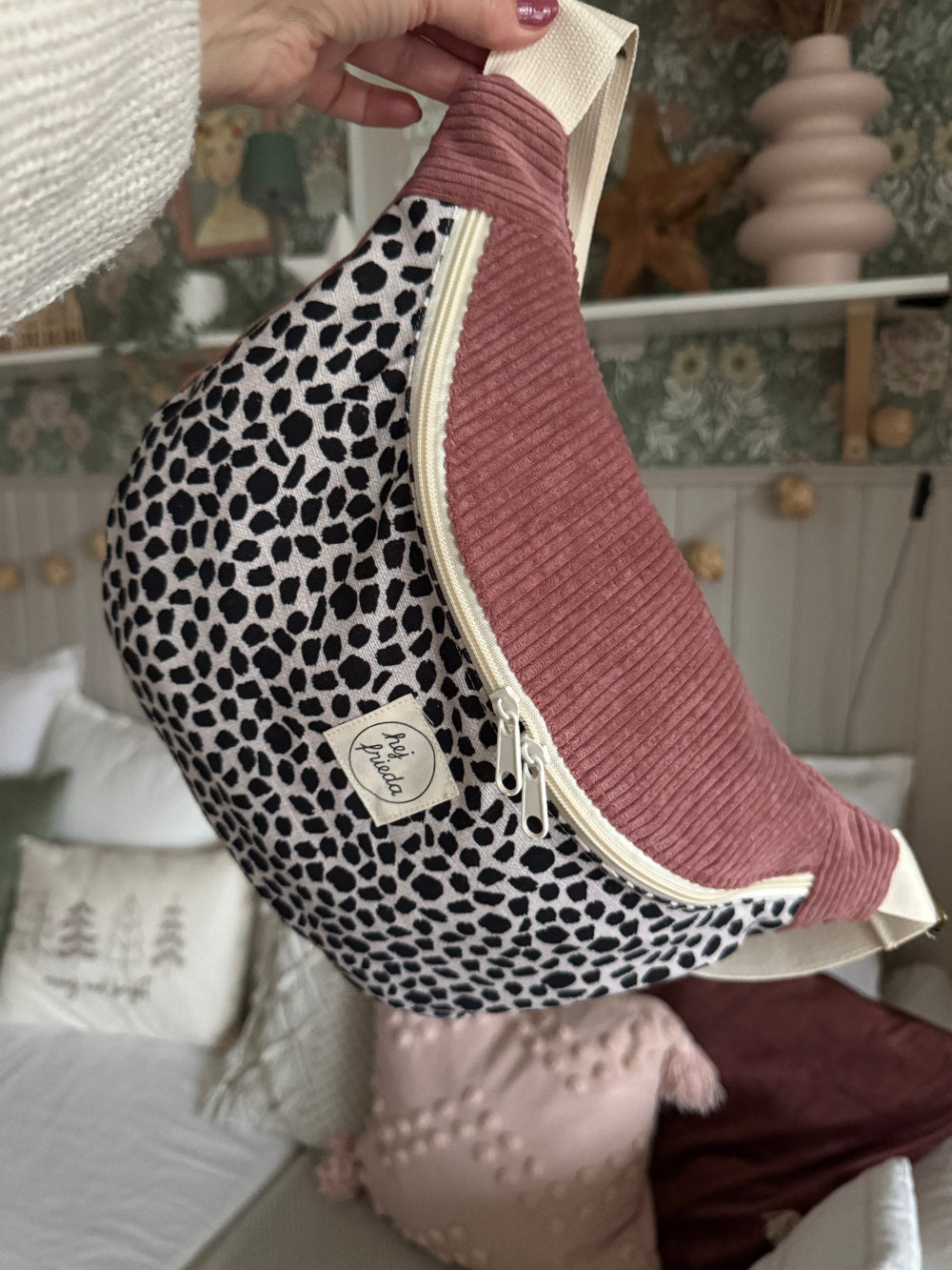 FRIEDA Hipbag Colorblock Leo/Cord altrosa