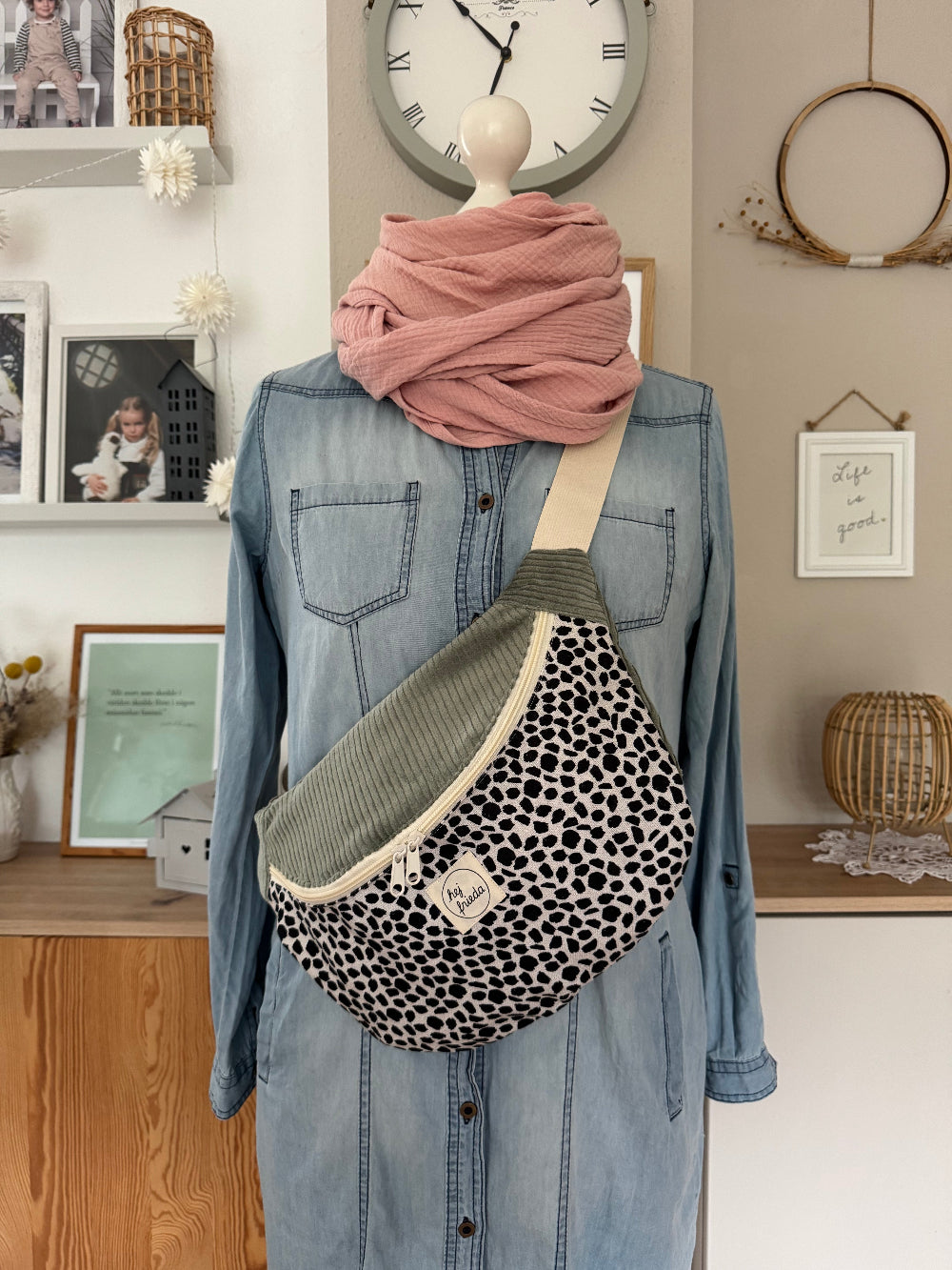 FRIEDA Hipbag Colorblock Leo/Cord salbei