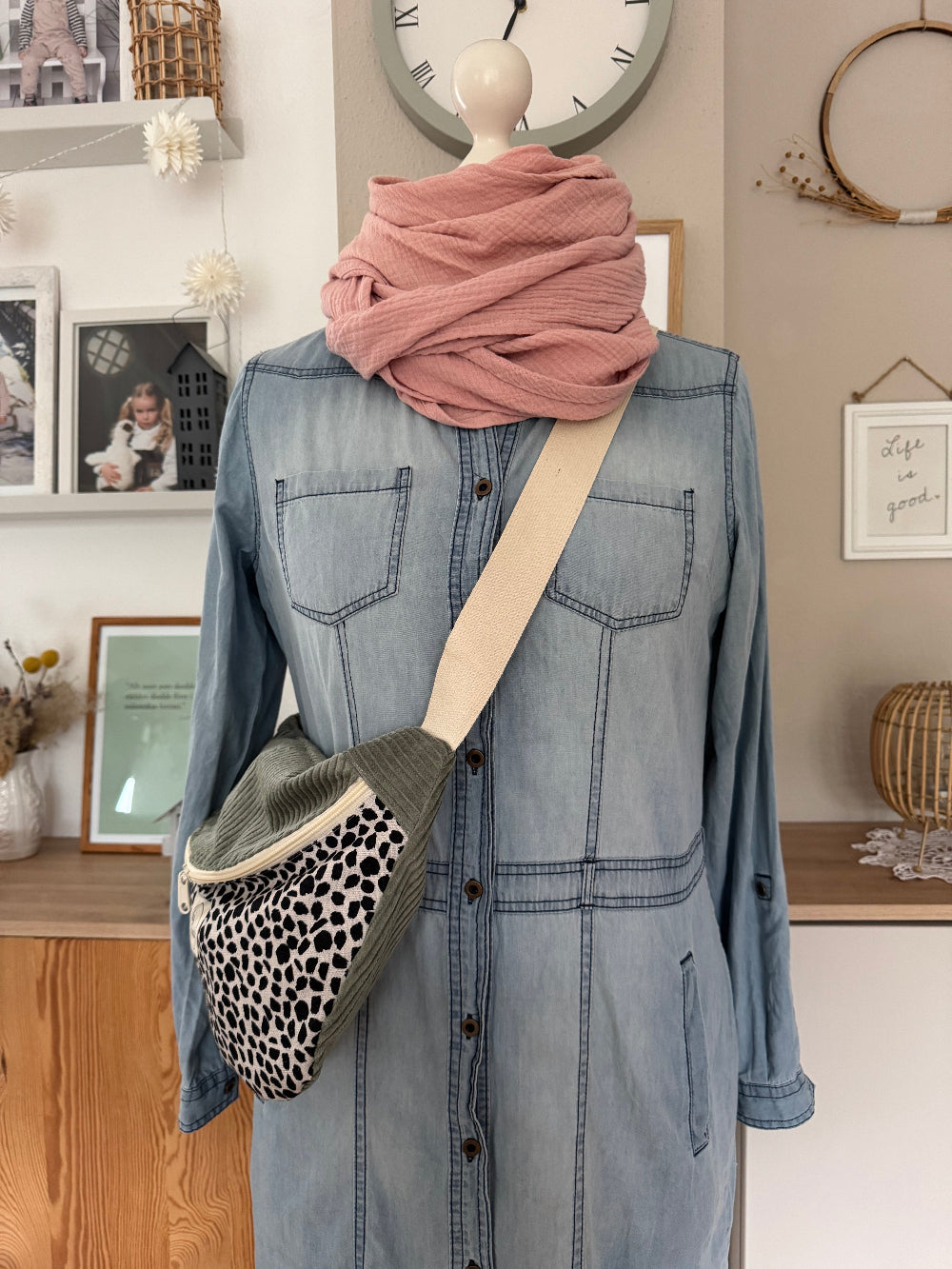 FRIEDA Hipbag Colorblock Leo/Cord salbei
