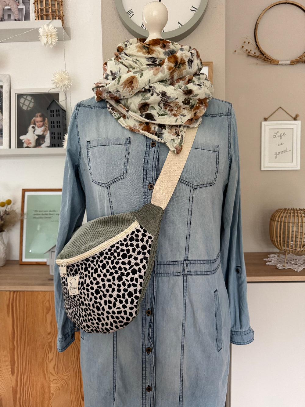 FRIEDA Hipbag Colorblock Leo/Cord salbei