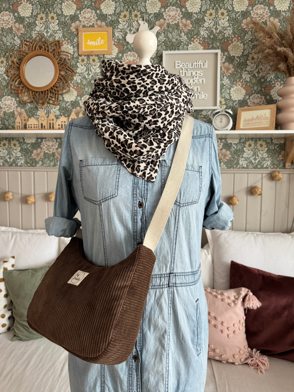 MAJA Crossbody Bag Cord dunkelbraun