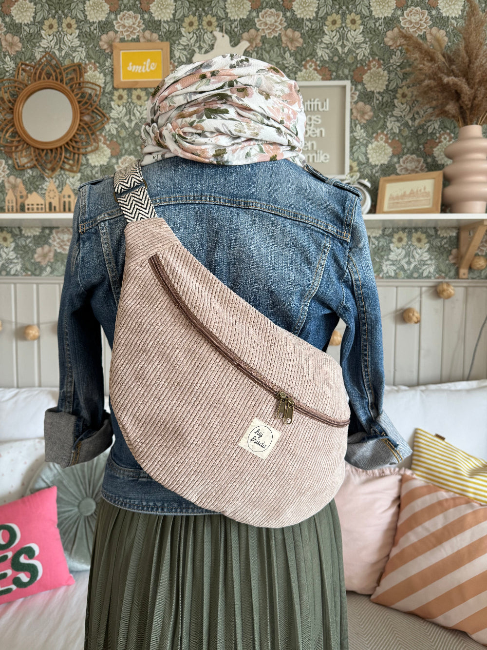 ALMA XL-Bauchtasche Cord Sandbeige