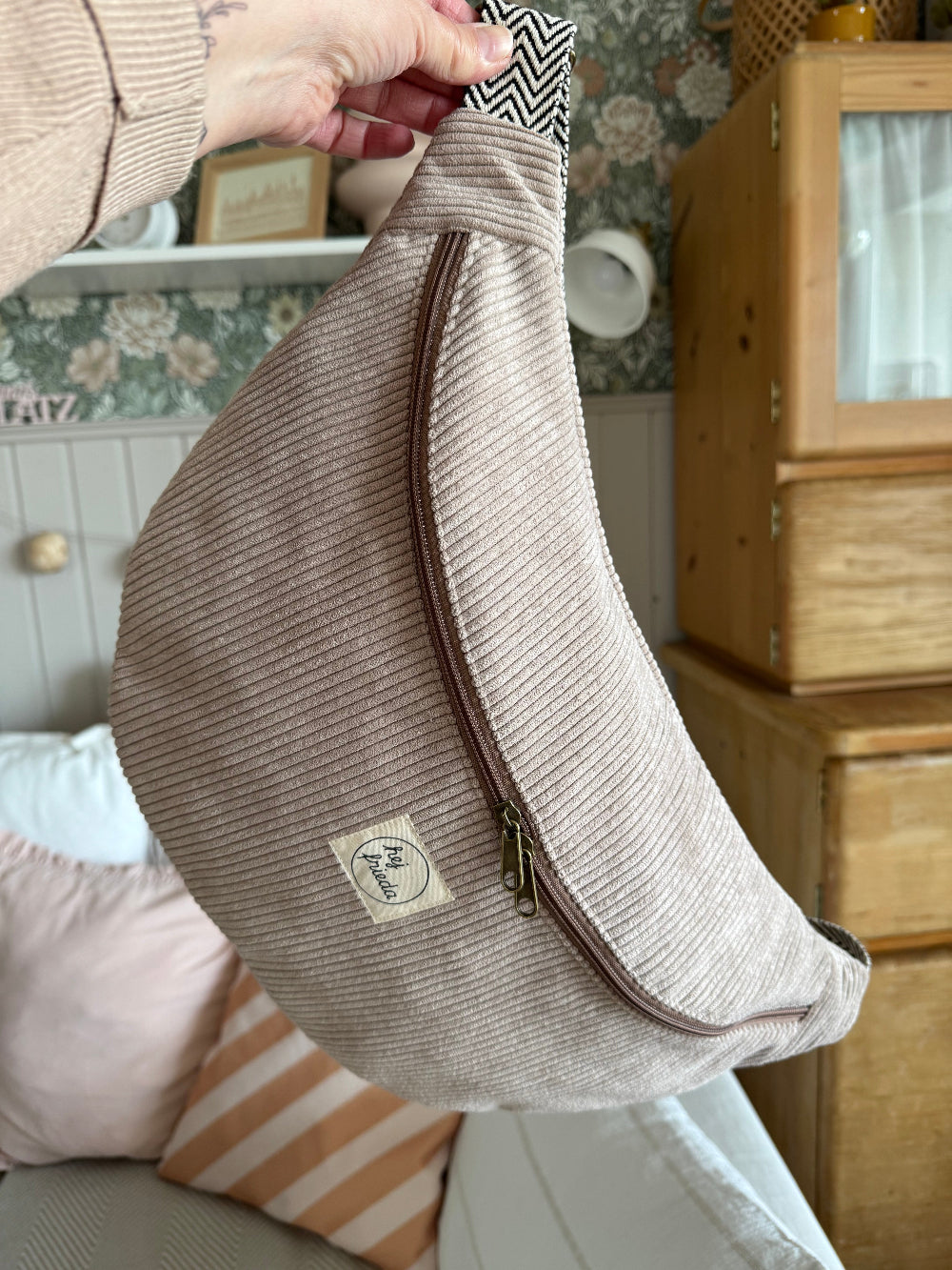 ALMA XL-Bauchtasche Cord Sandbeige