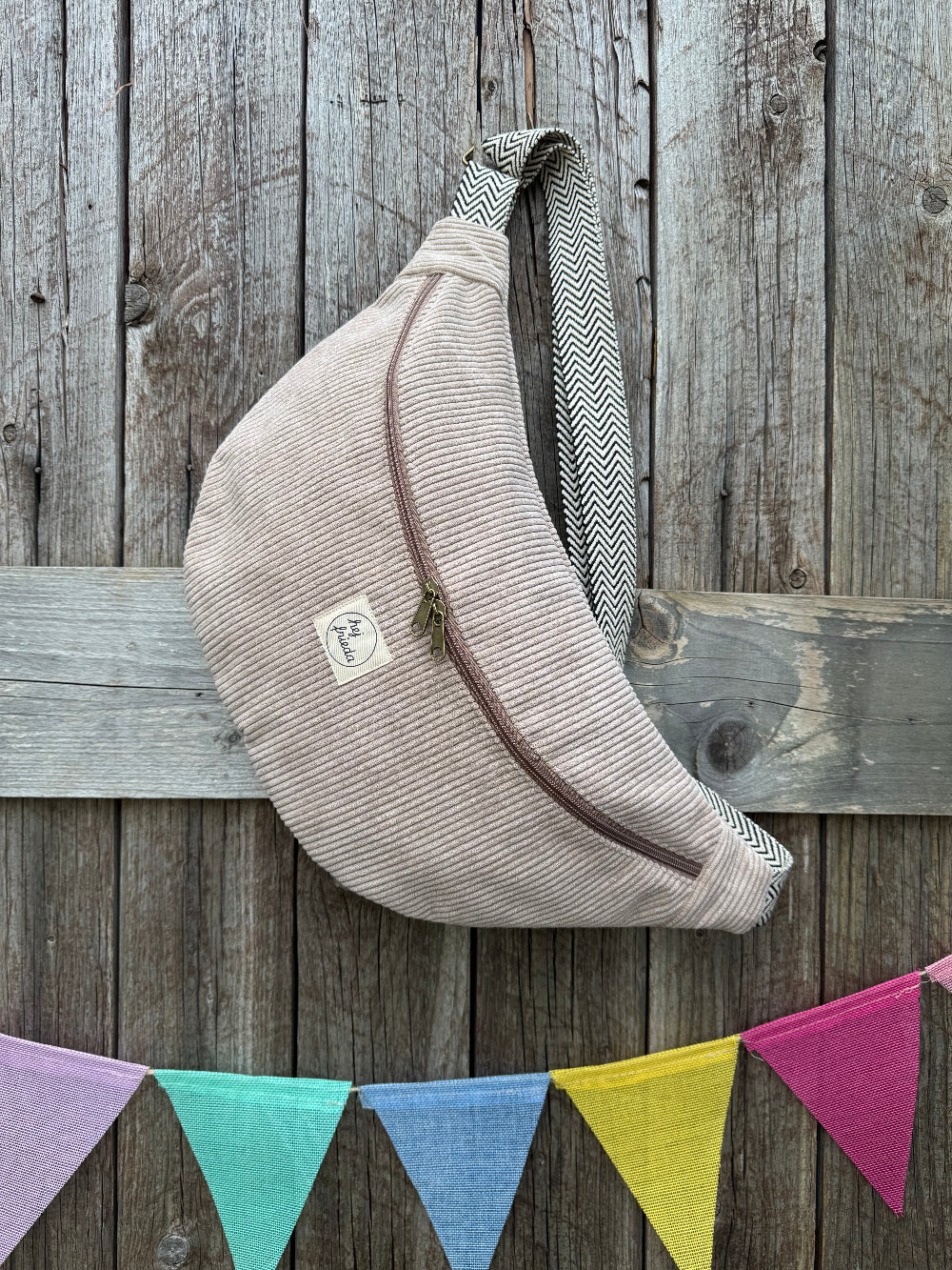 ALMA XL-Bauchtasche Cord Sandbeige