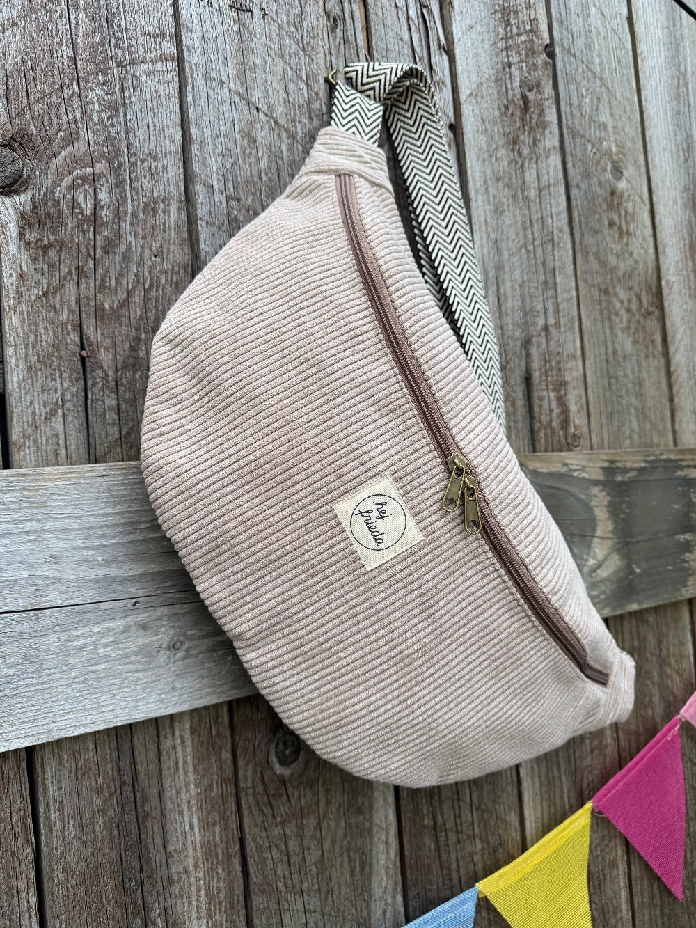 ALMA XL-Bauchtasche Cord Sandbeige
