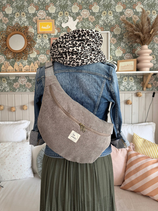 ALMA XL-Bauchtasche Cord Taupe