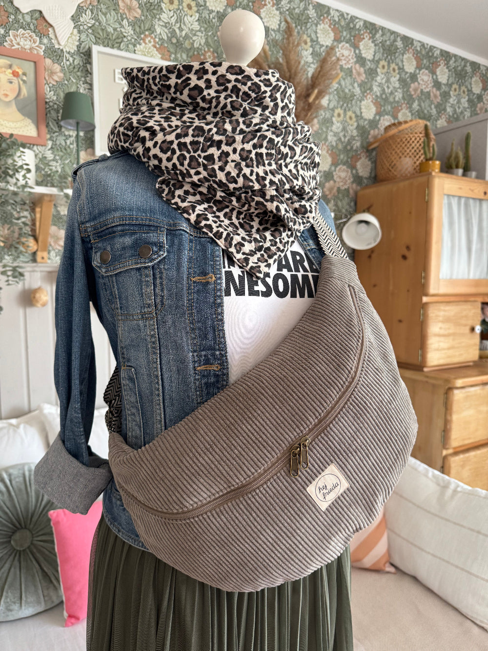 ALMA XL-Bauchtasche Cord Taupe