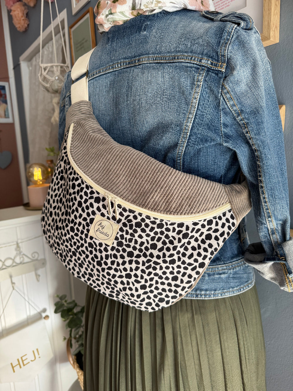 FRIEDA Hipbag Colorblock Leo/Cord taupe