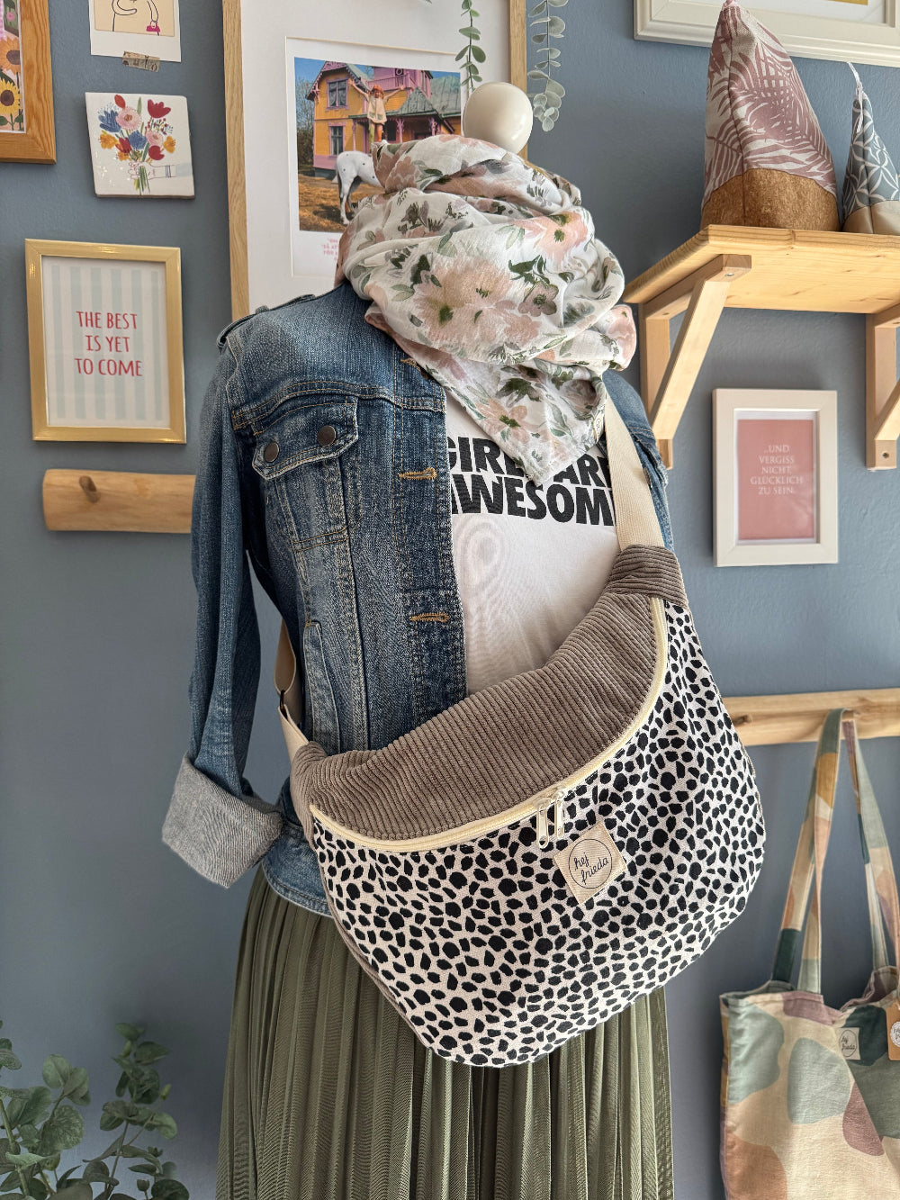 FRIEDA Hipbag Colorblock Leo/Cord taupe