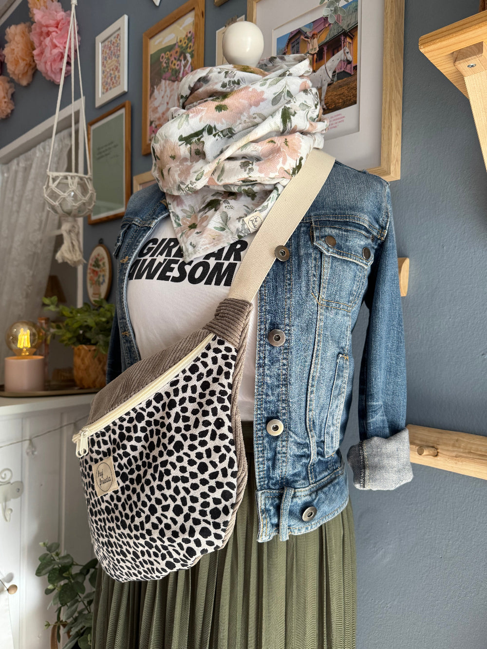 FRIEDA Hipbag Colorblock Leo/Cord taupe