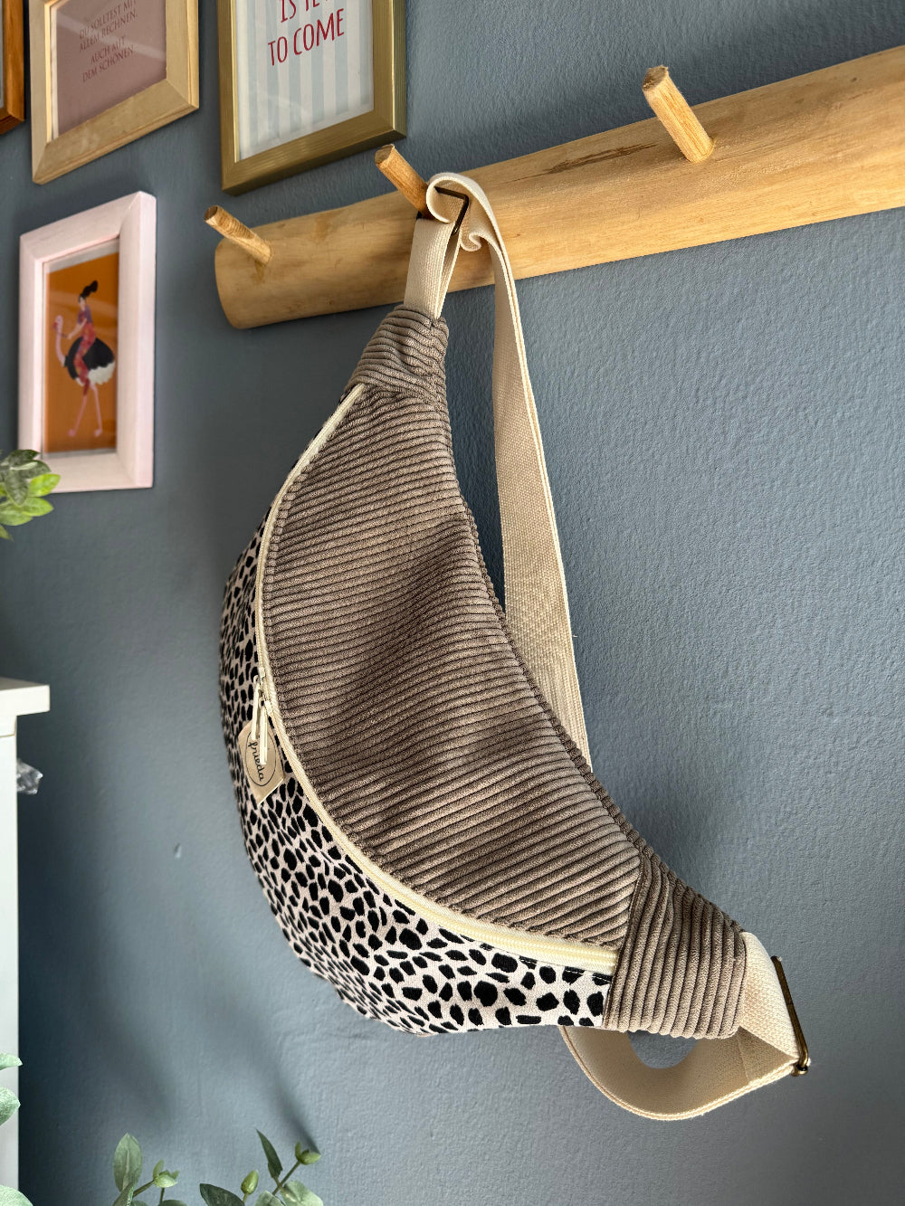 FRIEDA Hipbag Colorblock Leo/Cord taupe