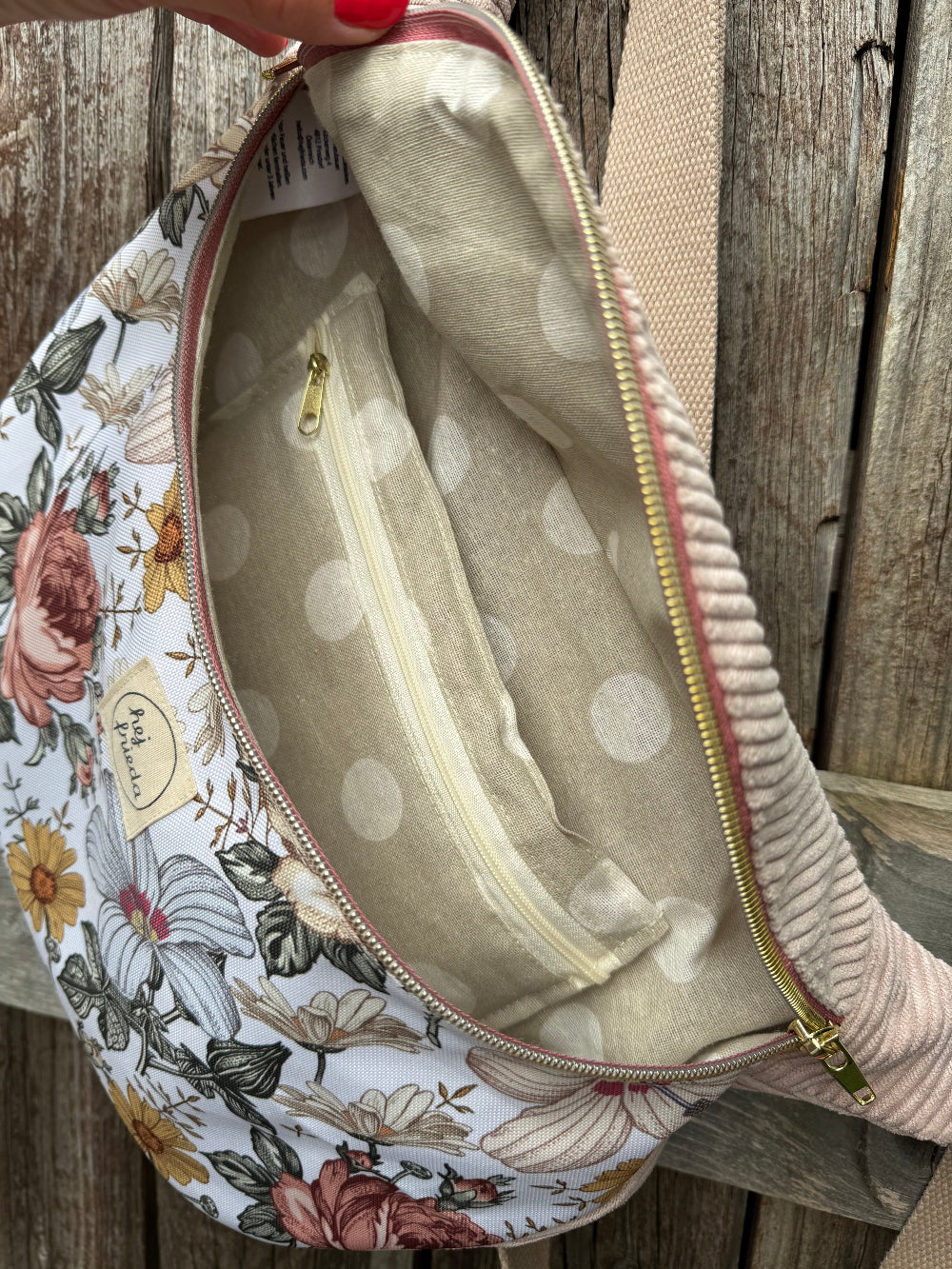 FRIEDA Hipbag Summer Flowers / Cord hellrosa