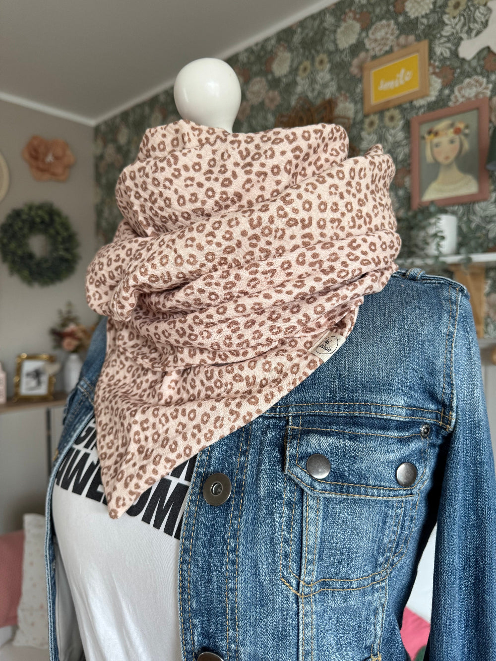 HANNA Musselintuch XL Leo blush/hellbraun