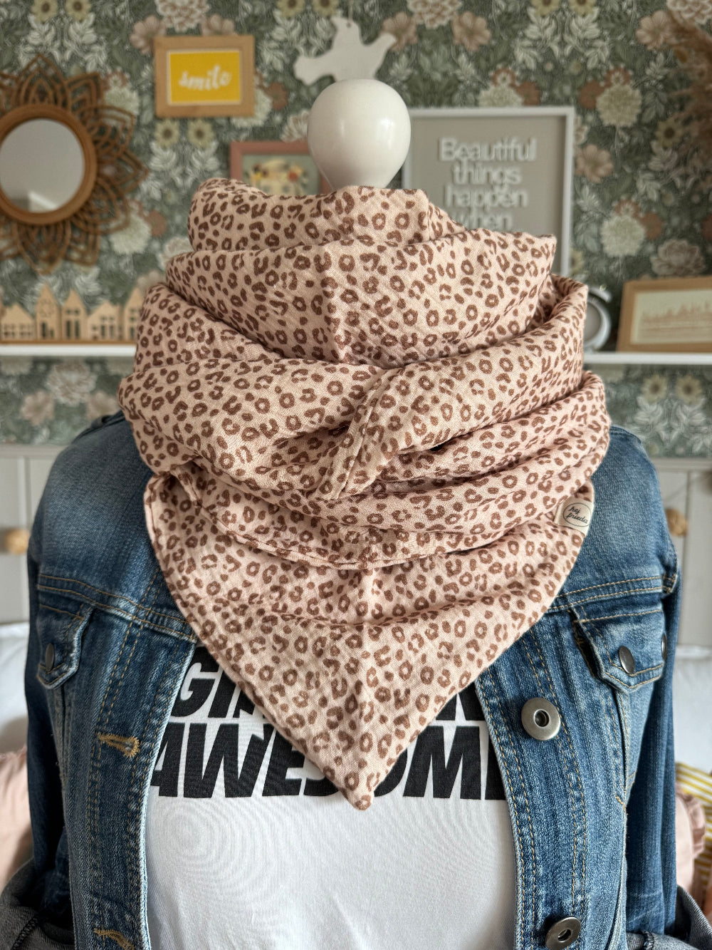 HANNA Musselintuch XL Leo blush/hellbraun