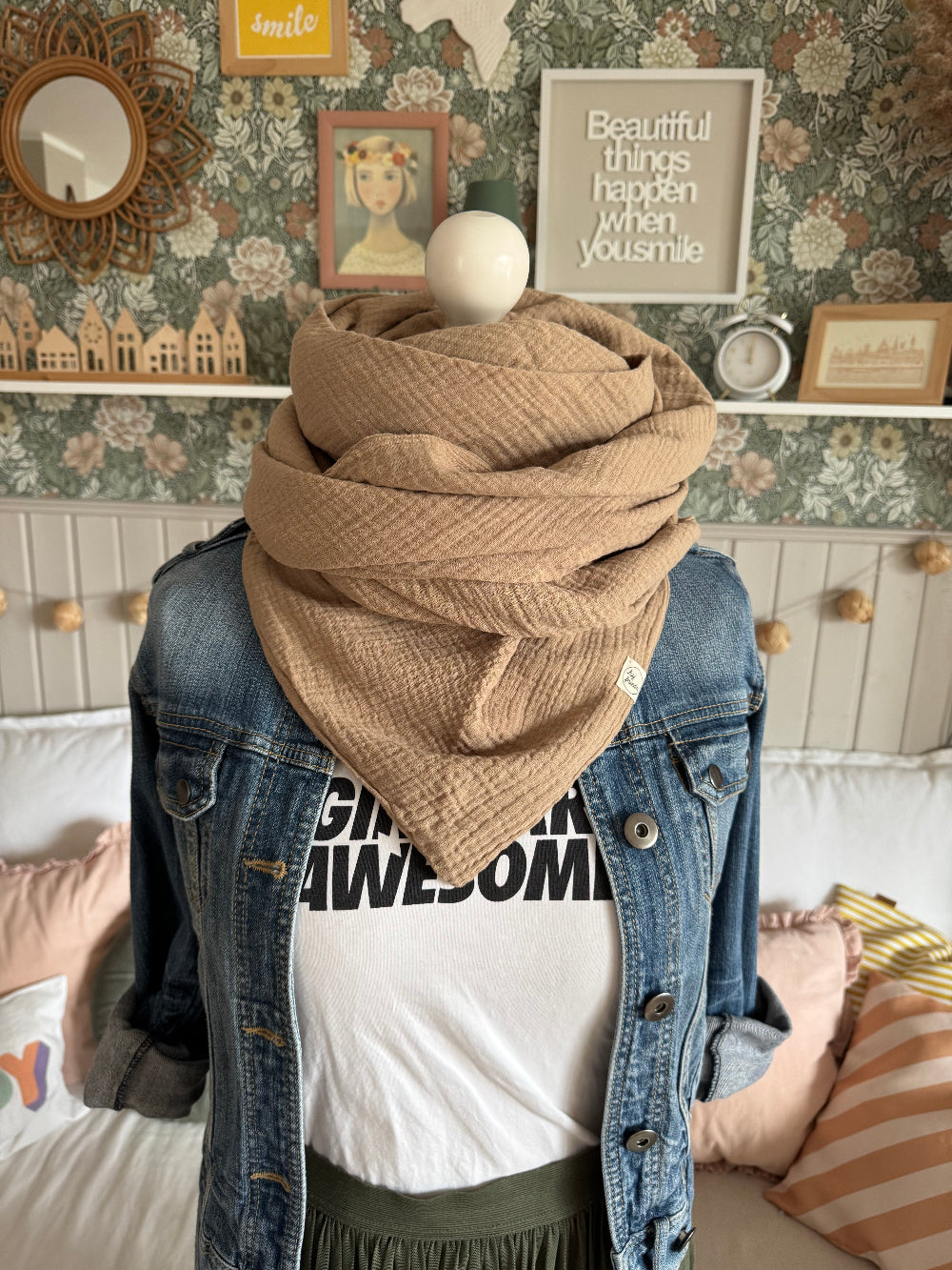 HANNA Musselintuch XL Beige