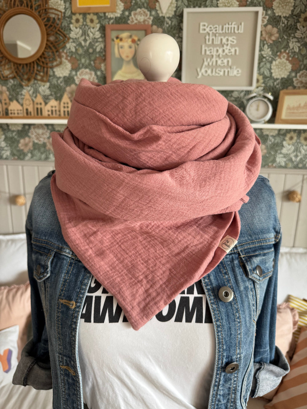 HANNA Musselintuch XL Rosa