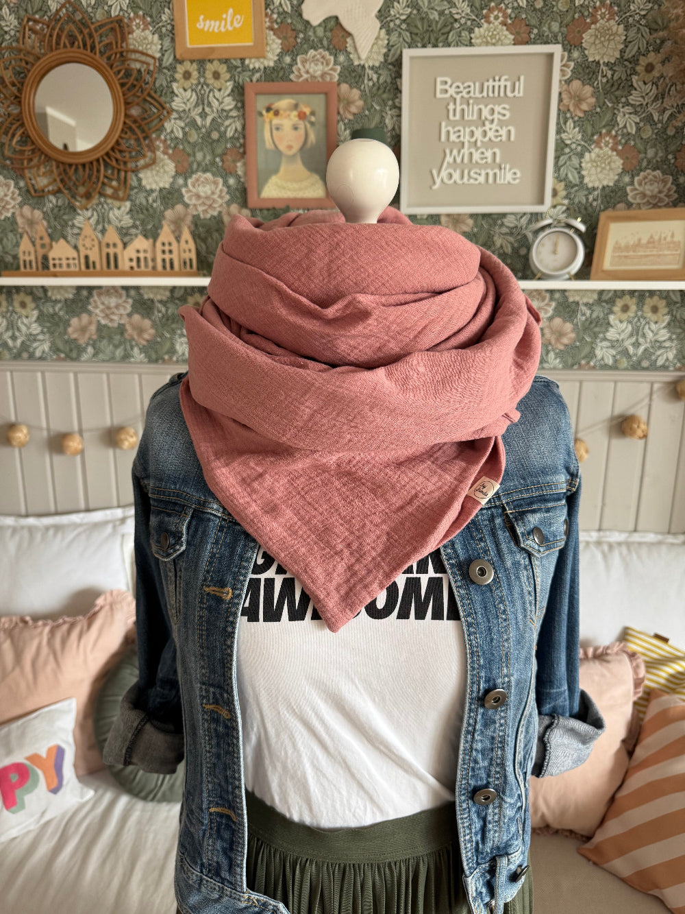 HANNA Musselintuch XL Rosa