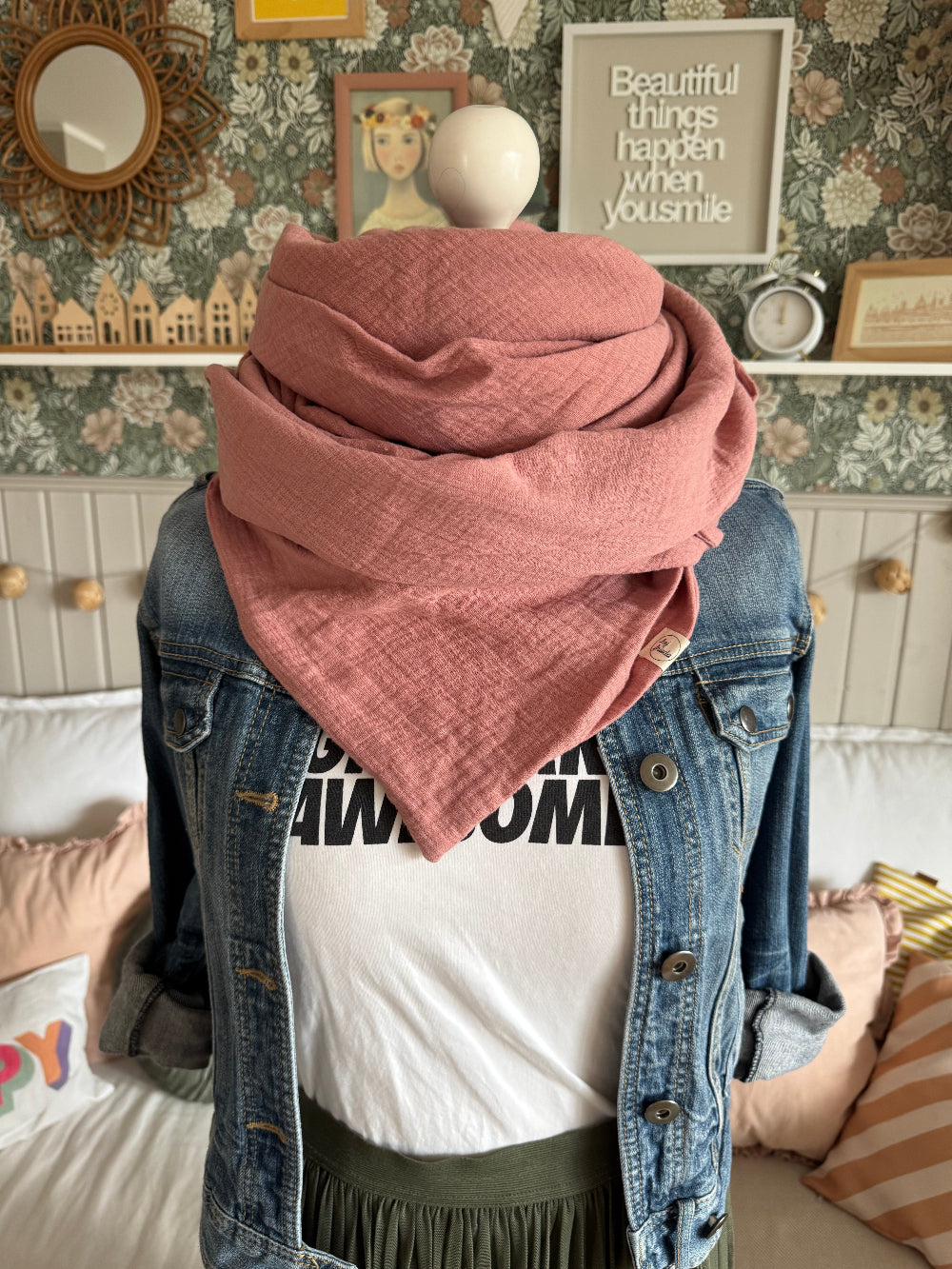 HANNA Musselintuch XL Rosa