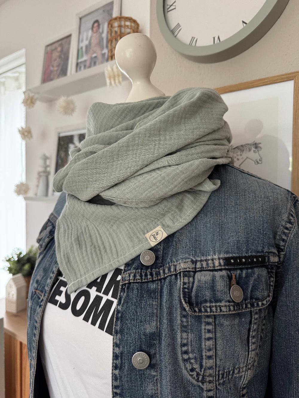 HANNA Musselintuch UNI helles Altmint
