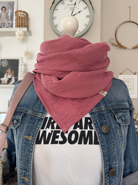 HANNA Musselintuch UNI Himbeere