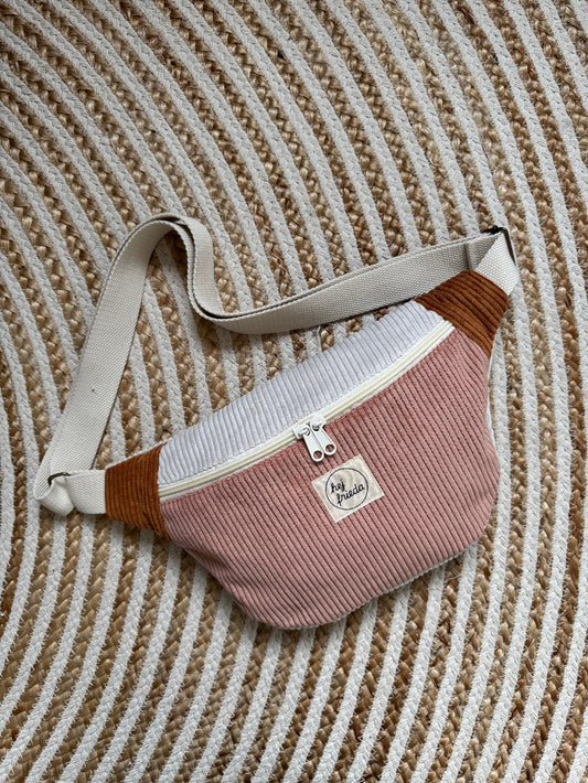 HEDI Hipbag Colorblock Cord Rosé/Creme/Rost