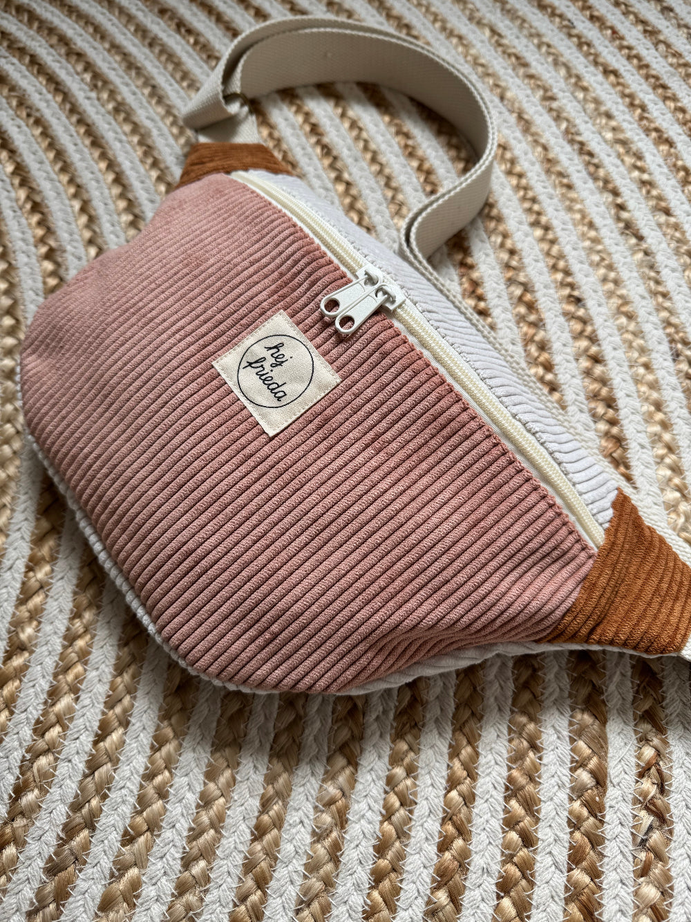 HEDI Hipbag Colorblock Cord Rosé/Creme/Rost