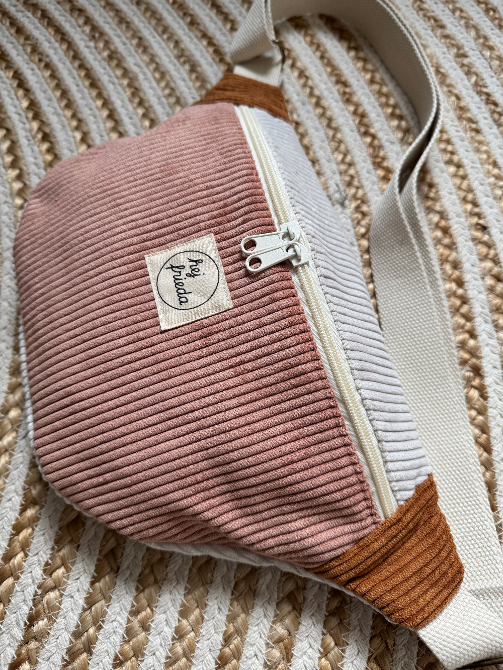 HEDI Hipbag Colorblock Cord Rosé/Creme/Rost