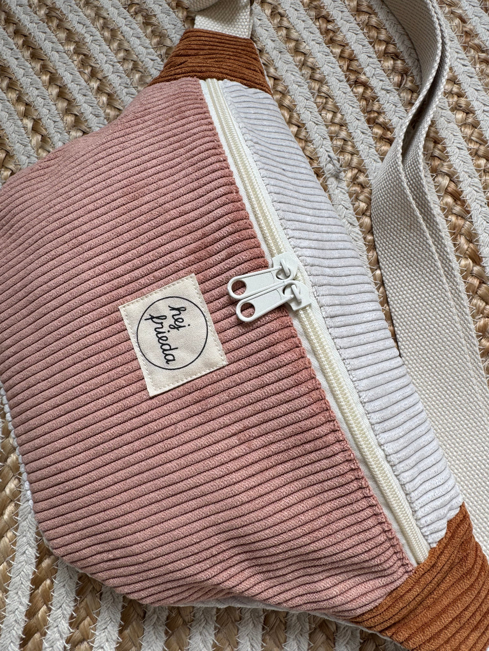 HEDI Hipbag Colorblock Cord Rosé/Creme/Rost