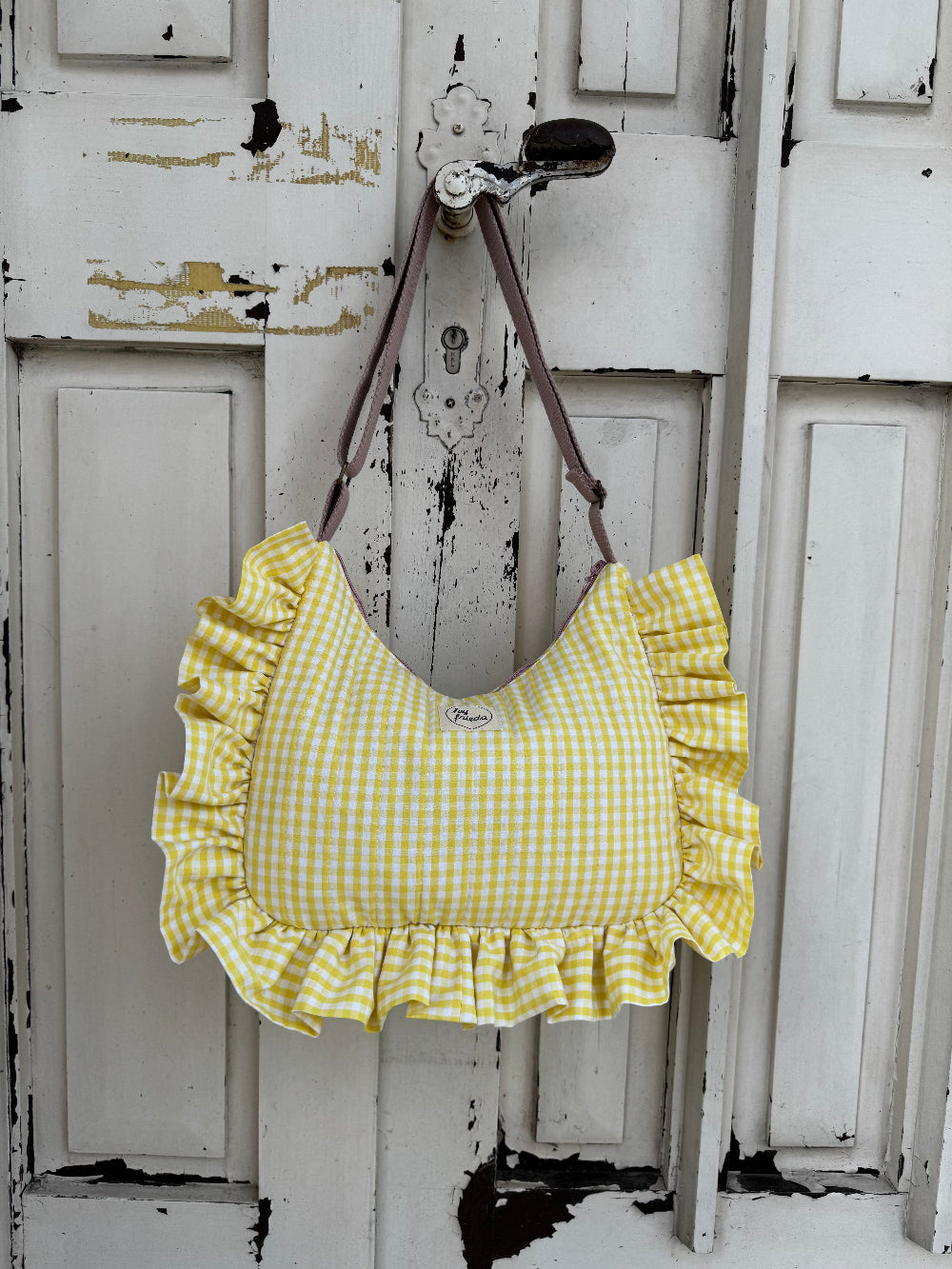 PREORDER - ROSIE Ruffle Bag Midi Vichykaro Gelb