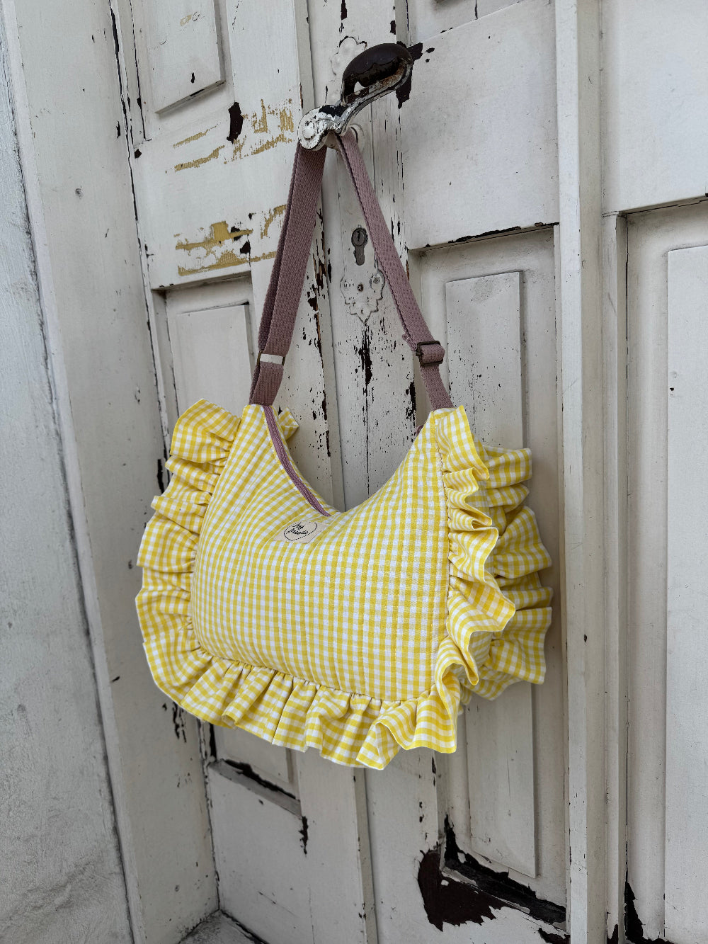 PREORDER - ROSIE Ruffle Bag Midi Vichykaro Gelb