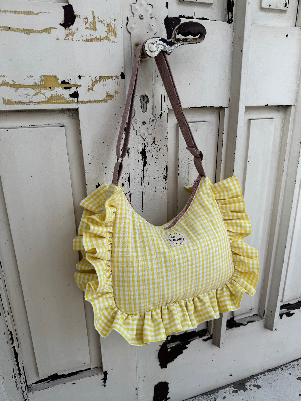 PREORDER - ROSIE Ruffle Bag Midi Vichykaro Gelb