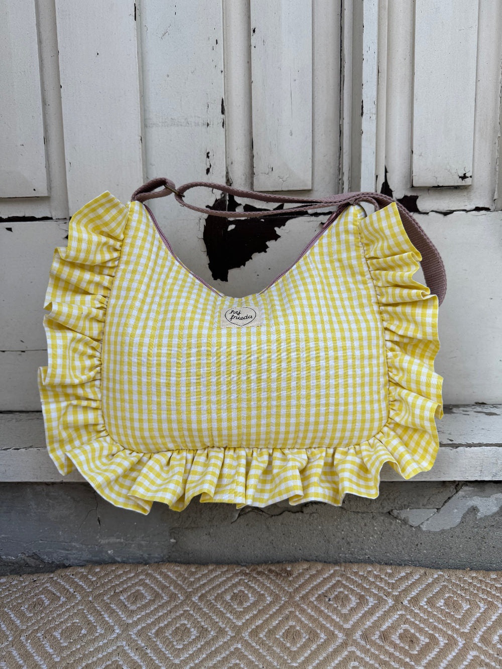 PREORDER - ROSIE Ruffle Bag Midi Vichykaro Gelb